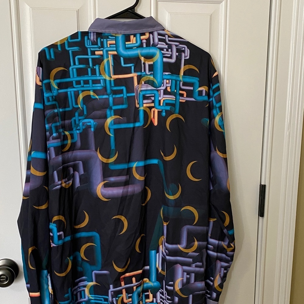 Source Unknown Geometric Pattern Blouse - Black, Blue, Orange - Picture 6 of 7